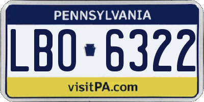 PA license plate LBO6322