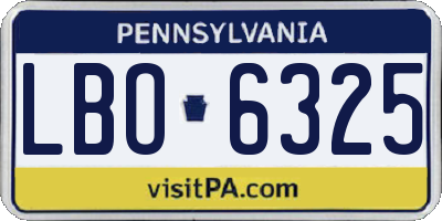 PA license plate LBO6325