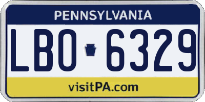 PA license plate LBO6329