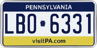 PA license plate LBO6331