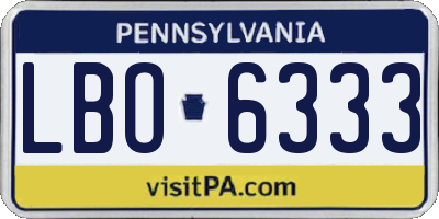 PA license plate LBO6333