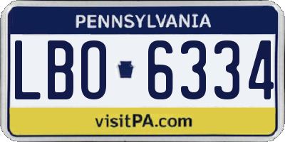 PA license plate LBO6334