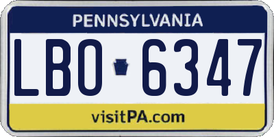 PA license plate LBO6347