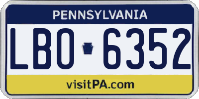 PA license plate LBO6352