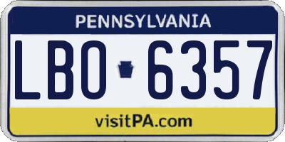 PA license plate LBO6357