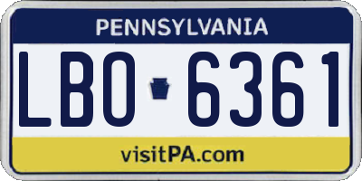 PA license plate LBO6361
