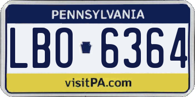 PA license plate LBO6364