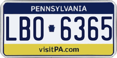 PA license plate LBO6365