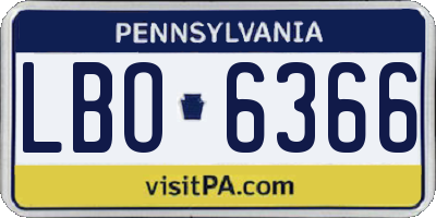 PA license plate LBO6366