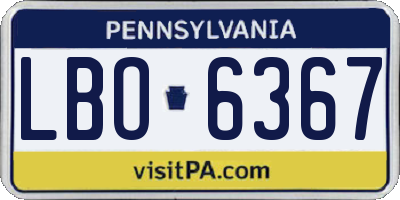 PA license plate LBO6367