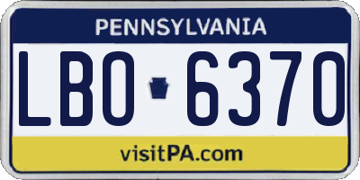 PA license plate LBO6370