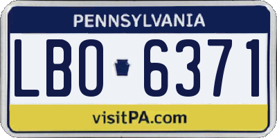 PA license plate LBO6371