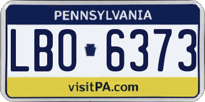 PA license plate LBO6373