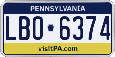 PA license plate LBO6374