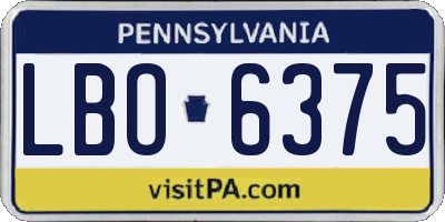 PA license plate LBO6375