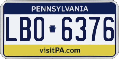 PA license plate LBO6376