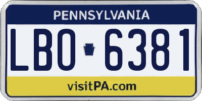 PA license plate LBO6381