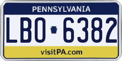 PA license plate LBO6382