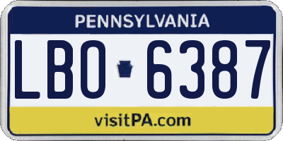 PA license plate LBO6387