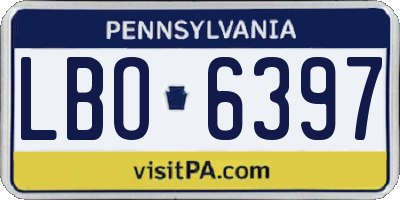 PA license plate LBO6397