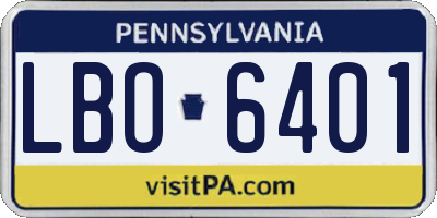 PA license plate LBO6401