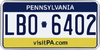 PA license plate LBO6402