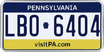 PA license plate LBO6404