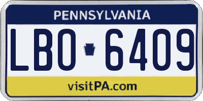 PA license plate LBO6409