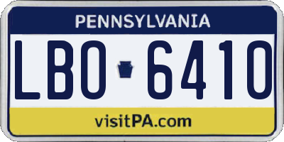 PA license plate LBO6410