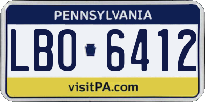 PA license plate LBO6412