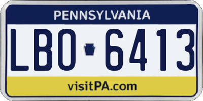 PA license plate LBO6413