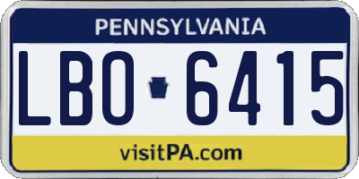 PA license plate LBO6415