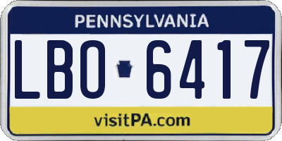 PA license plate LBO6417