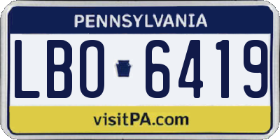 PA license plate LBO6419