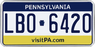 PA license plate LBO6420