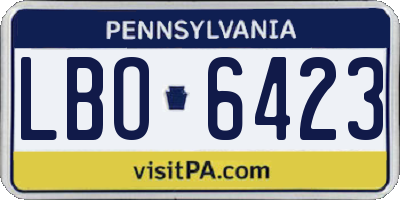PA license plate LBO6423