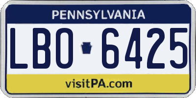 PA license plate LBO6425