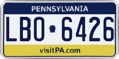 PA license plate LBO6426