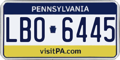PA license plate LBO6445