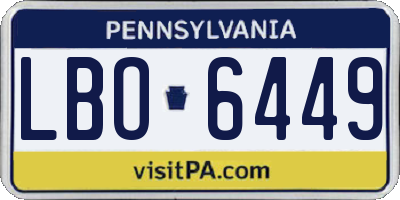 PA license plate LBO6449