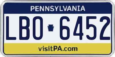 PA license plate LBO6452