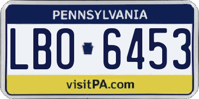 PA license plate LBO6453
