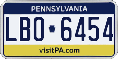 PA license plate LBO6454