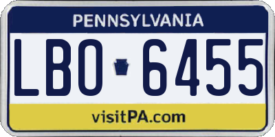 PA license plate LBO6455
