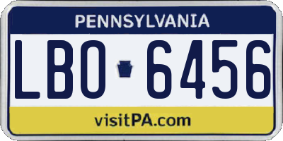 PA license plate LBO6456