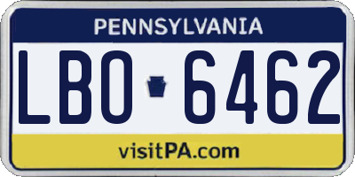 PA license plate LBO6462