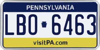 PA license plate LBO6463