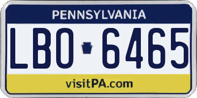 PA license plate LBO6465
