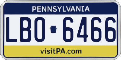 PA license plate LBO6466