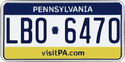 PA license plate LBO6470